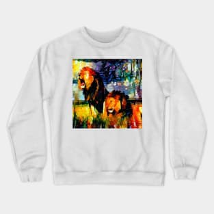 lion painting (leo art, lion king) Crewneck Sweatshirt